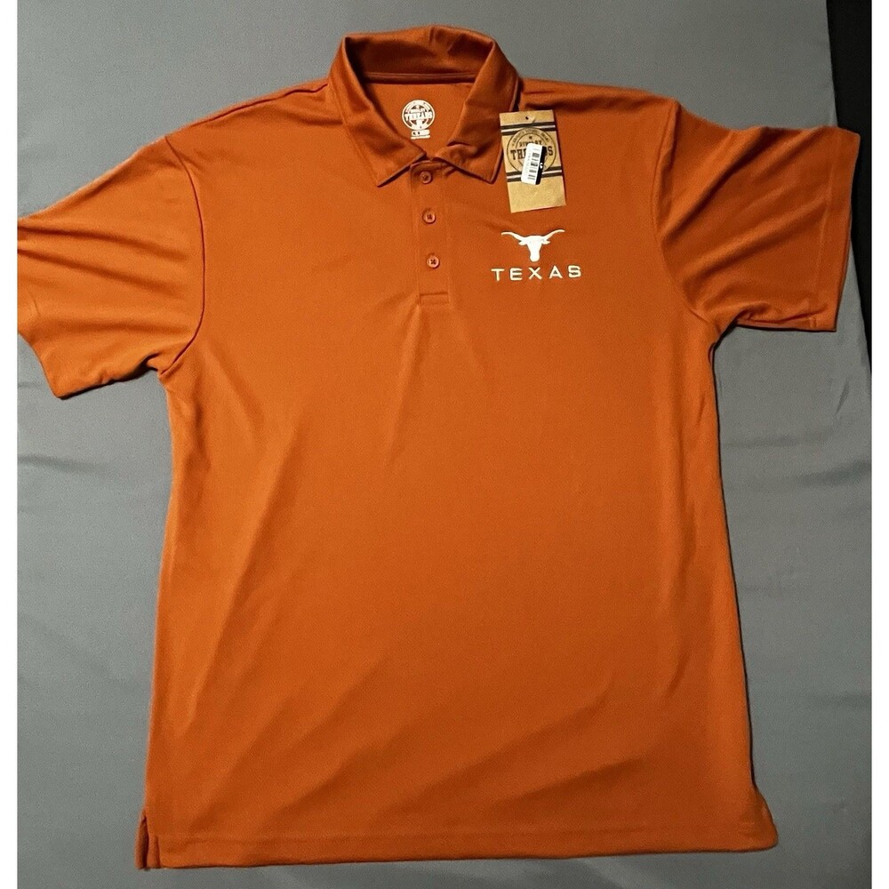 NEW Texas Longhorns Polo Shirt Mens Medium Burnt Orange Logo Lightweight NCAA